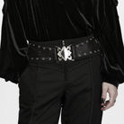 PUNK RAVE Men's Gothic Eyelet Zipper Slim Pants