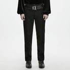 PUNK RAVE Men's Gothic Eyelet Zipper Slim Pants