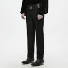 PUNK RAVE Men's Gothic Eyelet Zipper Slim Pants