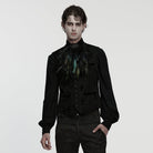 PUNK RAVE Men's Gothic Feather Velvet Collar