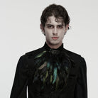PUNK RAVE Men's Gothic Feather Velvet Collar