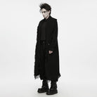 PUNK RAVE Men's Gothic Floral Embossed Button Big Pocket Lapel Fringe Cardigan