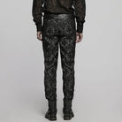 PUNK RAVE Men's Gothic Floral Embroidered Buckle Pants