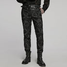 PUNK RAVE Men's Gothic Floral Embroidered Buckle Pants