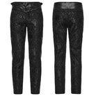 PUNK RAVE Men's Gothic Floral Embroidered Buckle Strap Pants