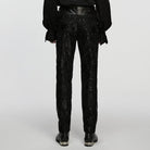 PUNK RAVE Men's Gothic Floral Embroidered Buckle Strap Pants