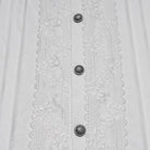 PUNK RAVE Men's Gothic Floral Embroidered Pleated Ruffled Stand Collar Shirt White