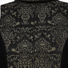 PUNK RAVE Men's Gothic Floral Jacquard Buckle Strap Vest Black-Golden