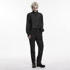 PUNK RAVE Men's Gothic Floral Jacquard Decal Pants