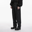 PUNK RAVE Men's Gothic Floral Jacquard Double-breasted Pants