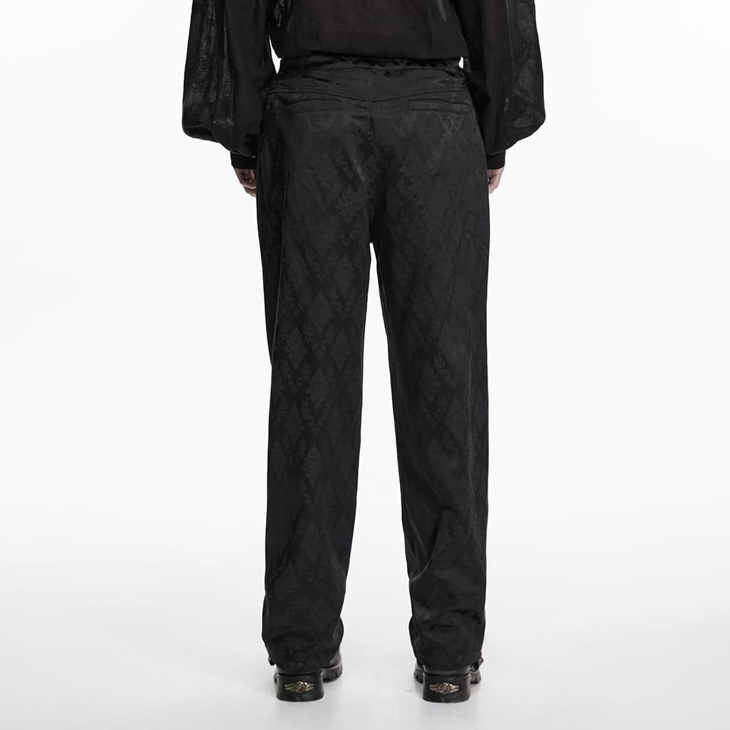 PUNK RAVE Men's Gothic Floral Jacquard Double-breasted Pants