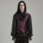 PUNK RAVE Men's Gothic Floral Jacquard Lace-up Black Red Vest