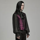 PUNK RAVE Men's Gothic Floral Jacquard Lace-up Black Red Vest