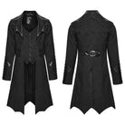 PUNK RAVE Men's Gothic Floral Jacquard Turn-down Bat Collar Coat Black