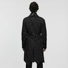 PUNK RAVE Men's Gothic Floral Jacquard Turn-down Bat Collar Coat Black