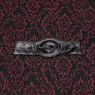 PUNK RAVE Men's Gothic Floral Jacquard Turn-down Bat Collar Coat Black-Red