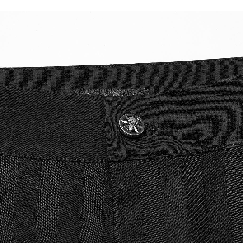 PUNK RAVE Men's Gothic High-waisted Striped Suit Pants Black
