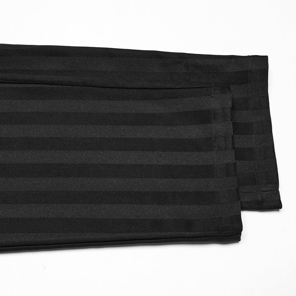 PUNK RAVE Men's Gothic High-waisted Striped Suit Pants Black
