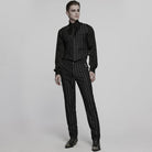 PUNK RAVE Men's Gothic High-waisted Striped Suit Pants Black