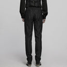 PUNK RAVE Men's Gothic High-waisted Striped Suit Pants Black