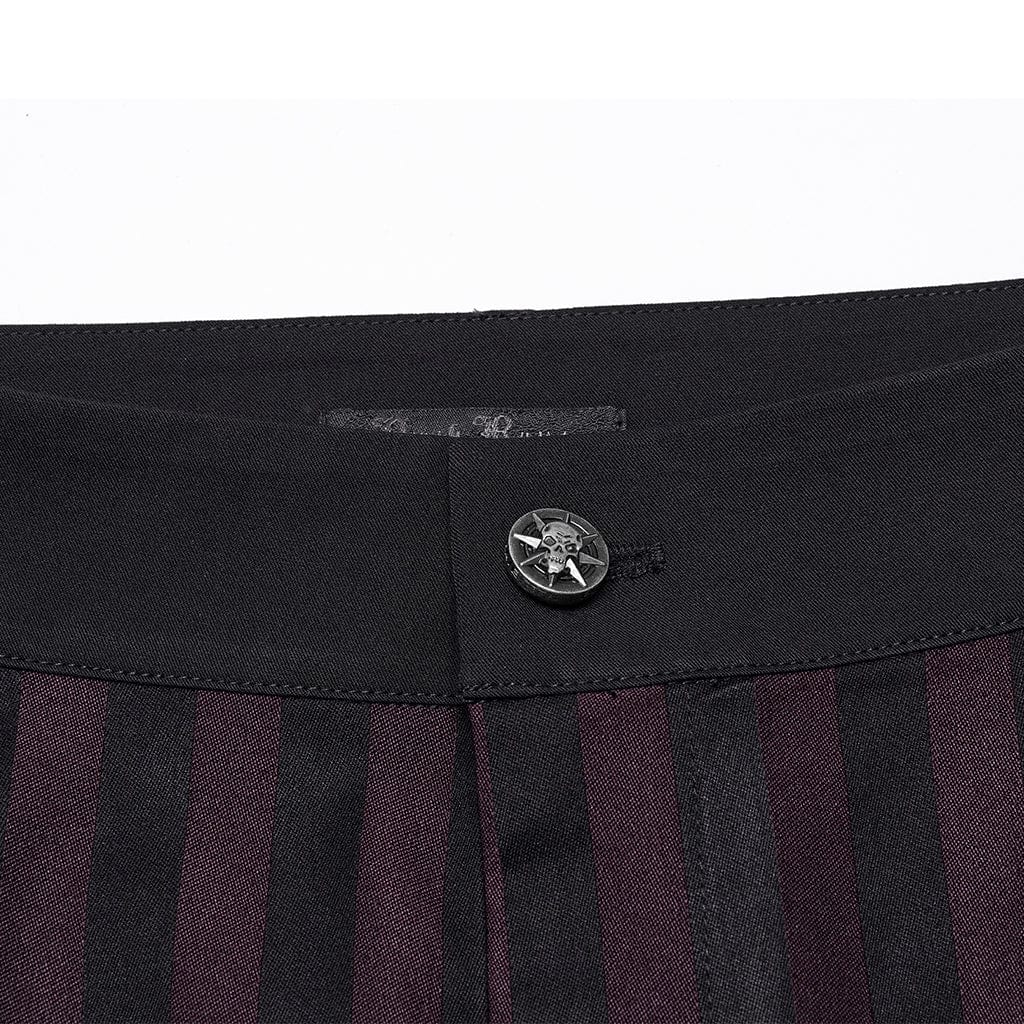 PUNK RAVE Men's Gothic High-waisted Striped Suit Pants Red