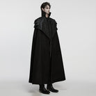 PUNK RAVE Men's Gothic Irregular Floral Printed Shoulder Armor Cloak