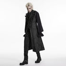 PUNK RAVE Men's Gothic Jacquard Chained Lapel Long Vest Black