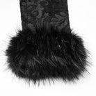 PUNK RAVE Men's Gothic Jacquard Fuax Fur Collar Coat