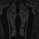 PUNK RAVE Men's Gothic Lace Applique Front Zipper Stand Collar Vest Black
