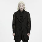 PUNK RAVE Men's Gothic Lace Applique Lapel Long Waistcoat
