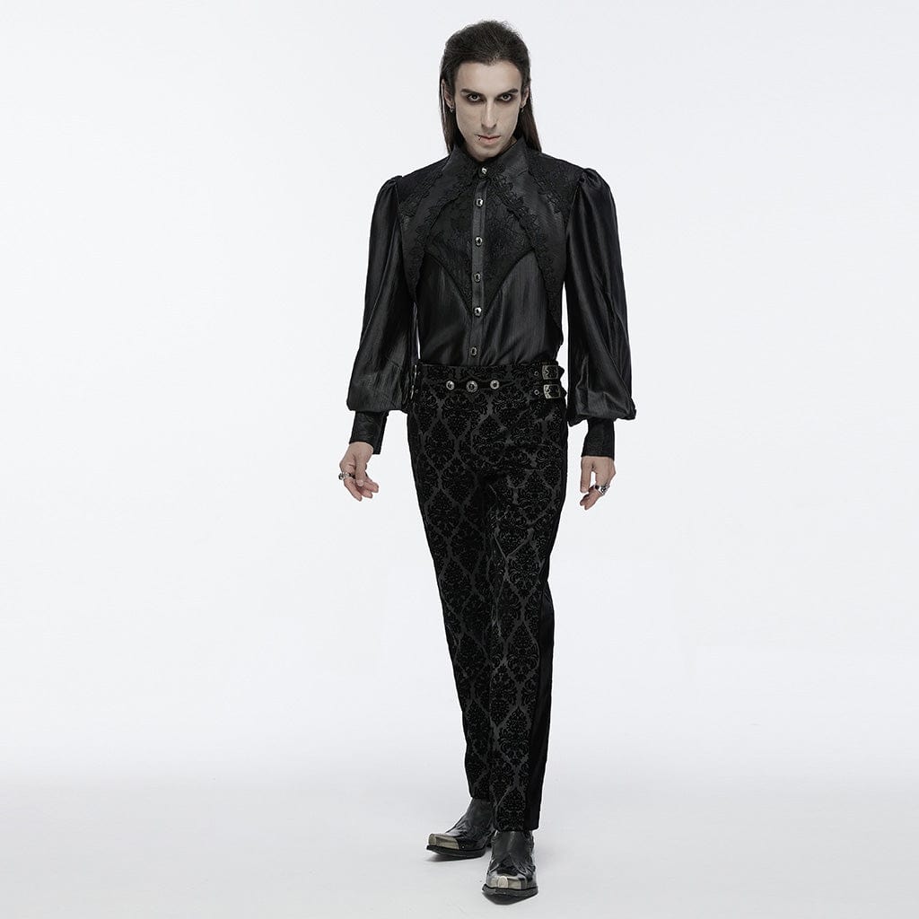 PUNK RAVE Men's Gothic Lace Bubble Sleeved Shirt