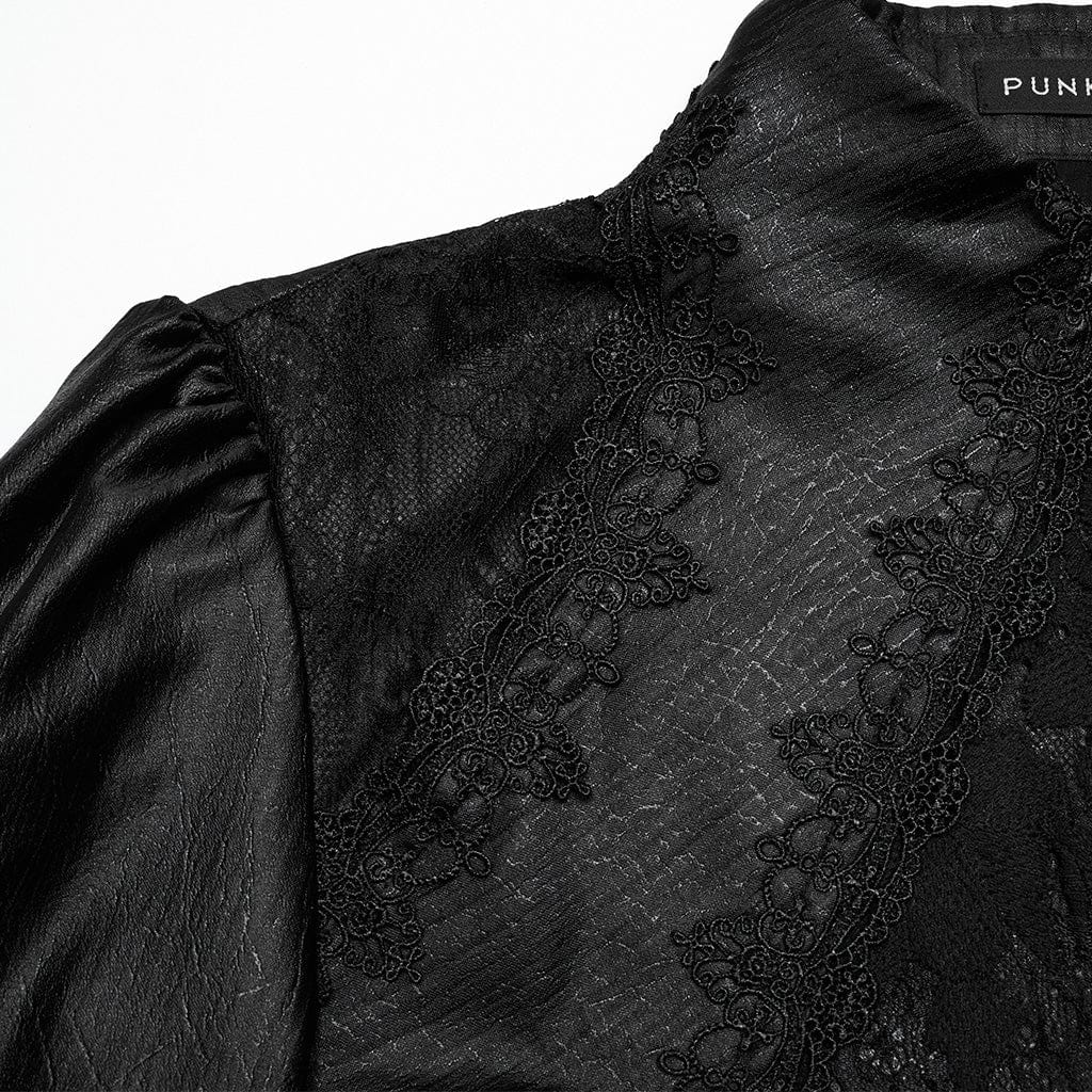 PUNK RAVE Men's Gothic Lace Bubble Sleeved Shirt