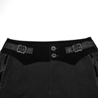 PUNK RAVE Men's Gothic Lace Embroidered Buckle-up Strap Pants