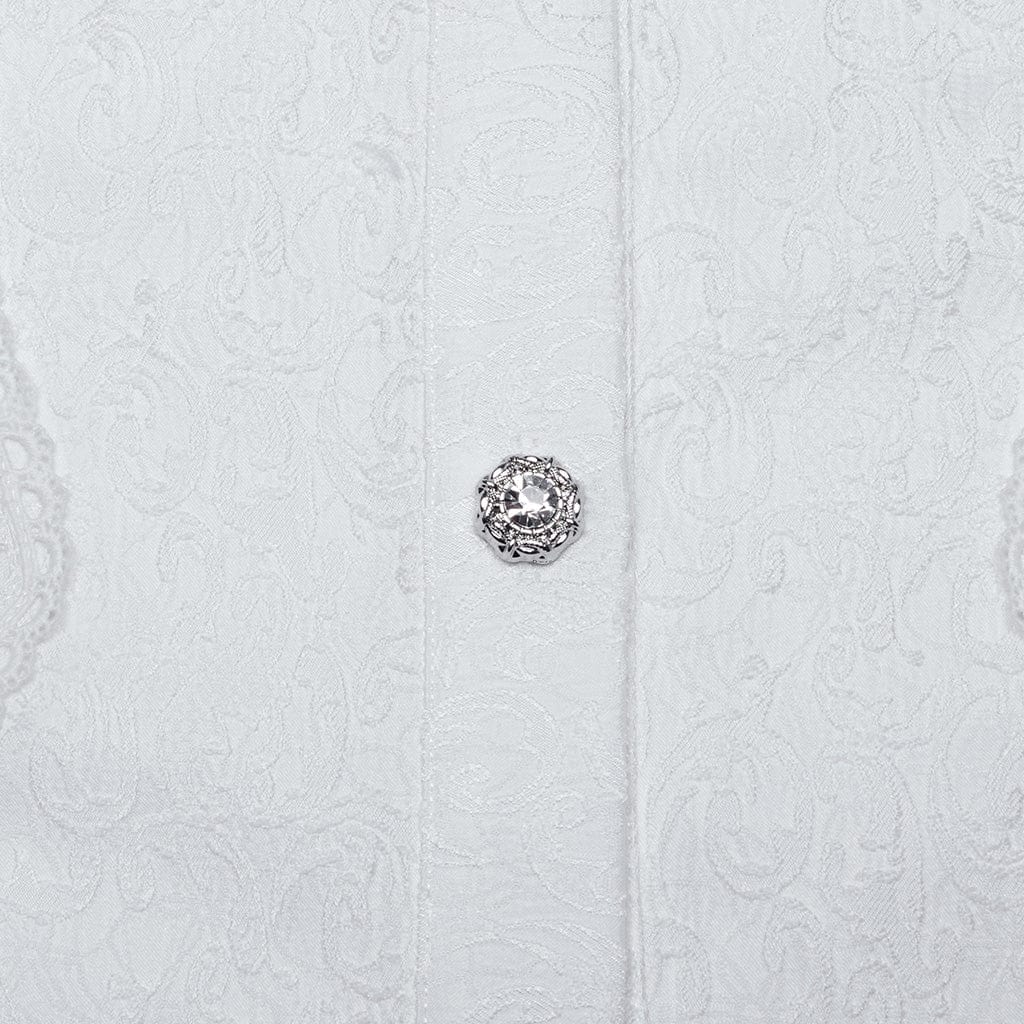 PUNK RAVE Men's Gothic Lace-up Bubble Sleeved Shirt White