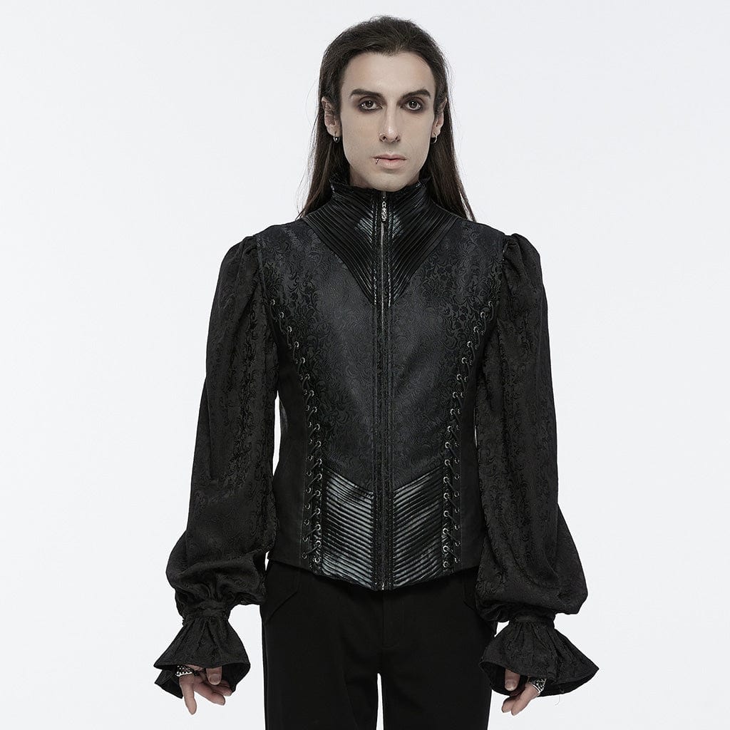 PUNK RAVE Men's Gothic Lace-up Eyelets Buckle-up Waistcoat