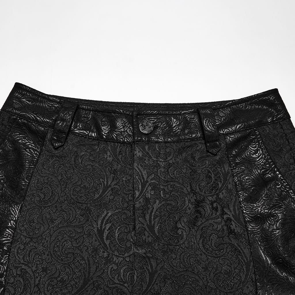PUNK RAVE Men's Gothic Lace-up Jacquard Patchwork Pants