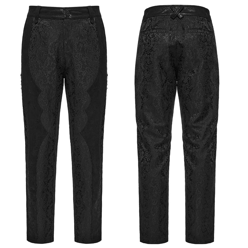 PUNK RAVE Men's Gothic Lace-up Jacquard Patchwork Pants