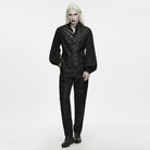 PUNK RAVE Men's Gothic Lace-up Jacquard Patchwork Pants