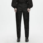 PUNK RAVE Men's Gothic Lace-up Jacquard Patchwork Pants