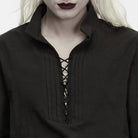 PUNK RAVE Men's Gothic Lace-up Pleated Collared Lantern Sleeve Shirt
