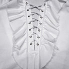 PUNK RAVE Men's Gothic Lace-up Ruffled Bishop Sleeved Shirt White