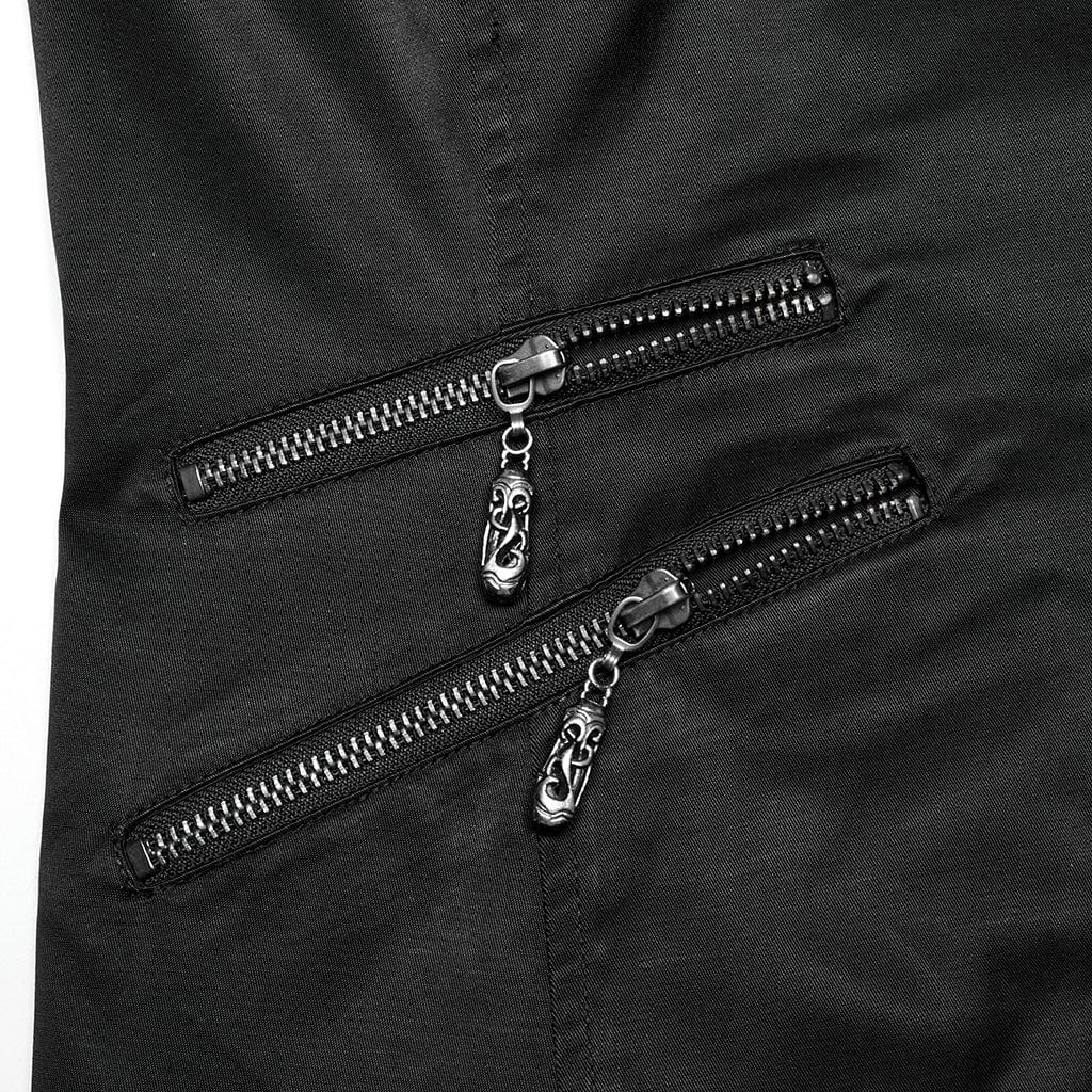 PUNK RAVE Men's Gothic Lace-up Zip Chain Waistcoat