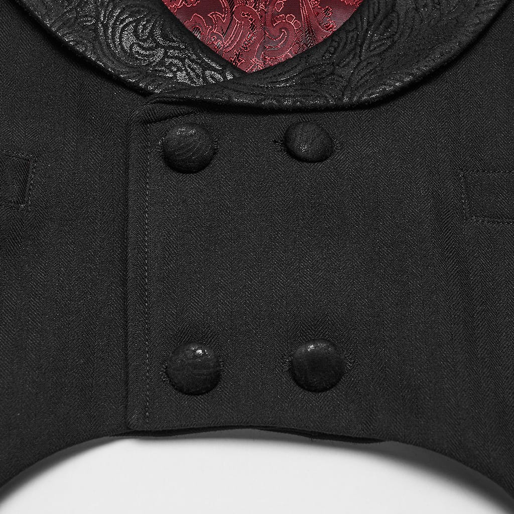PUNK RAVE Men's Gothic Lapel Double-breasted Pointed Hem Waistcoat