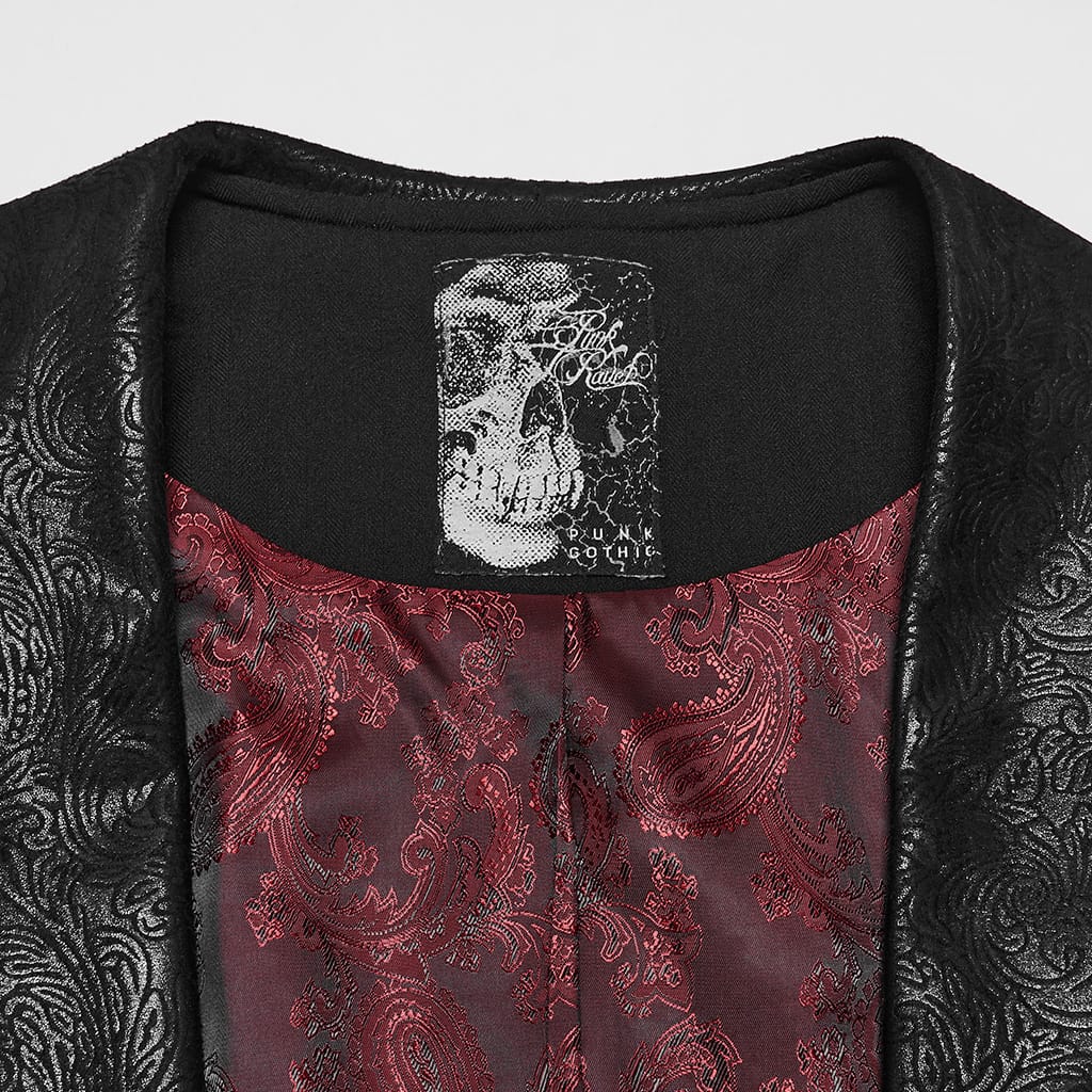 PUNK RAVE Men's Gothic Lapel Double-breasted Pointed Hem Waistcoat
