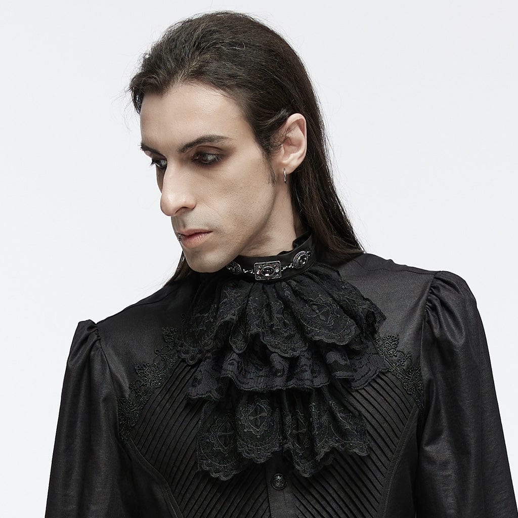 PUNK RAVE Men's Gothic Mesh Lace Diamond Neckwear