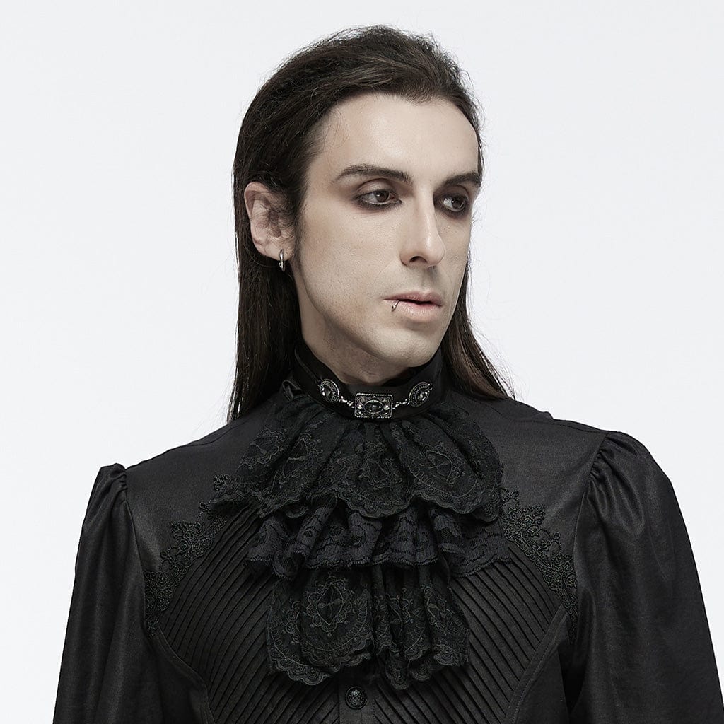 PUNK RAVE Men's Gothic Mesh Lace Diamond Neckwear