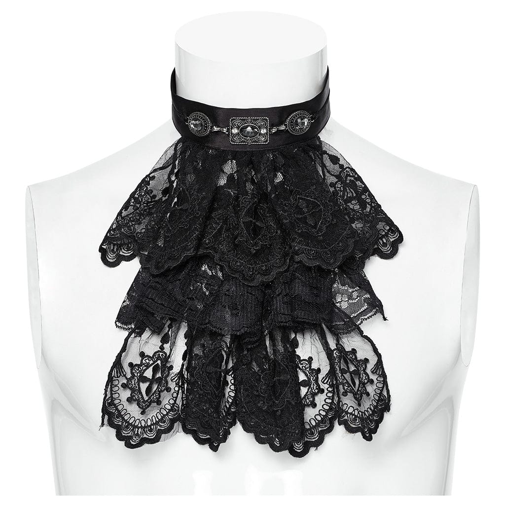 PUNK RAVE Men's Gothic Mesh Lace Diamond Neckwear