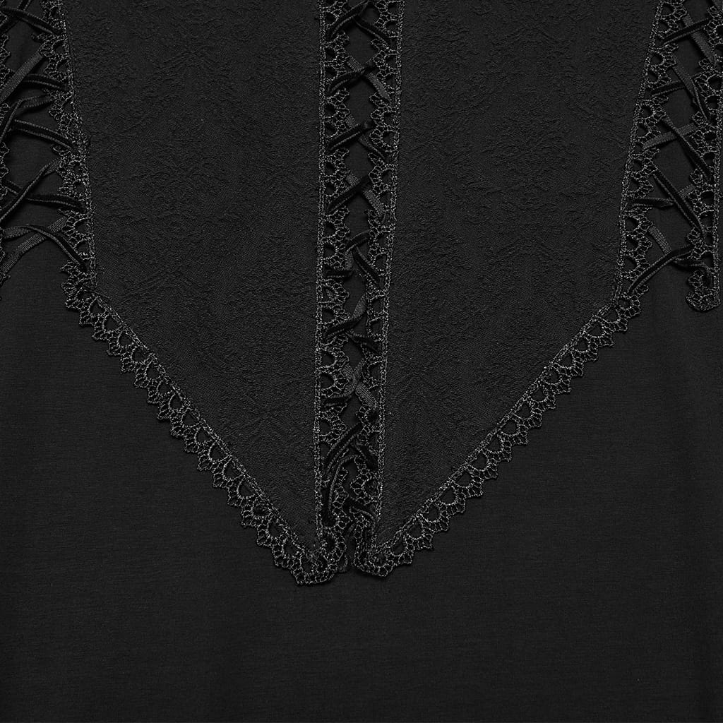 PUNK RAVE Men's Gothic Mock Neck Back Zipper Long Sleeve Top