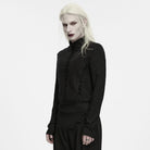 PUNK RAVE Men's Gothic Mock Neck Back Zipper Long Sleeve Top