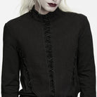 PUNK RAVE Men's Gothic Mock Neck Back Zipper Long Sleeve Top